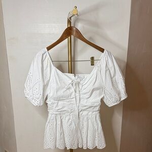 NEW! Elegant White Eyelet Blouse